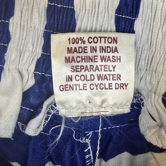 NF Striped 100% Cotton Box Pleated Maxi Skirt Blue/ White One Size Whit Pockets - Picture 6 of 16